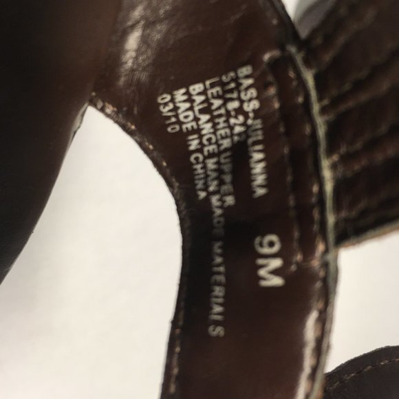 Bass Juliana 9M Leather Strappy Medium Wedge Brown Rust Green Tan EUC - Picture 5 of 7